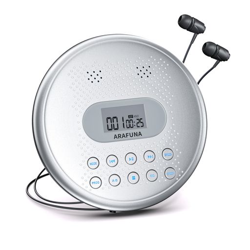 ARAFUNA CDプレーヤースピーカー内蔵 1400MAH充電式バッテリー 音飛び防止 再生ス...
