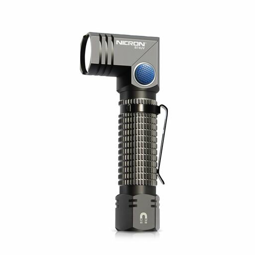 Mill-Tec - NICRONニクロンUVLEDハンディライトL型L字首振りクリップ付きマグネット胸ライト小型ハンズフリーコンパクト携帯アウトドア整備点検作業登山散歩ランニングB74UVブラック