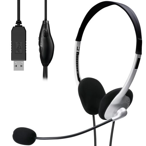 エレコムヘッドセットUSB有線マイク付きヘッドホン軽量長時間ウェブ会議テレワーク【LINESkypewindowsオンラインゲームに対応】1.8mシルバーHS-FBE01USV