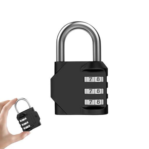 DEVENTORZ南京錠3桁ダイヤル式ロック海外旅行スリ対策バッグ盗難防止番号式ダイヤル錠ブラック防犯防水..