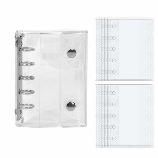 Dekoriシール帳透明女の子はがせるm5シールバインダー星柄カード収納詰め替え可能小物整理女の子向けギフトにも最適ルーズリーフ20枚付き(透明)