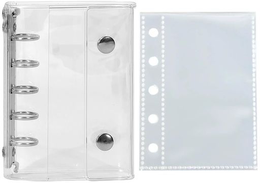 透明シール帳30枚リフィル付きM5バインダークリアシール手帳保管が簡単小物整理カード収納男女兼用5穴