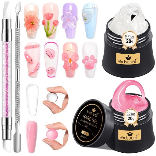 アイシングジェル3Dパーツキット:3Dビジュージェル40g(クリア、薄いピンクカラー)、2ネイルアートツー..