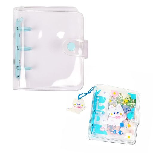 シールブックA8サイズシールブックルーズリーフケース10枚収納袋付きクリア手のひらサイズカラーファイ..