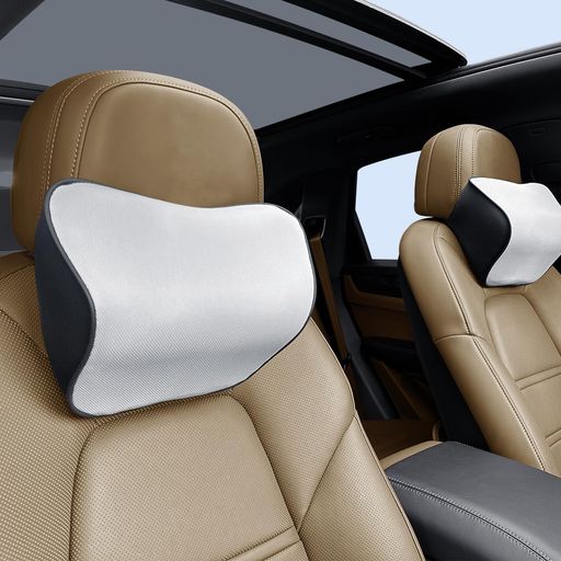 XCF車ヘッドレスト首クッション調整可能ネックピローネックパッド取り付け簡単クッション車用頚椎サポート通気設計洗える首枕車中泊旅行カー用品2個入れ(グレー)