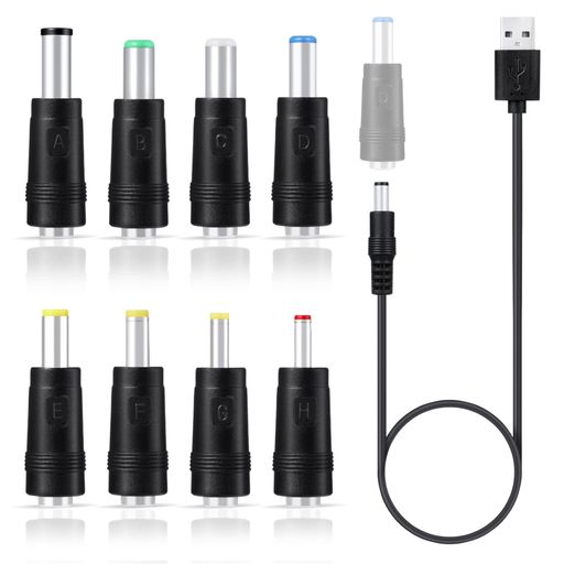 ANYTOPDC充電コードUSB電源ケーブル変換プラグ付き[1本+8変換プラグ]Aタイプビデオカメラ扇風機/PSPソ..