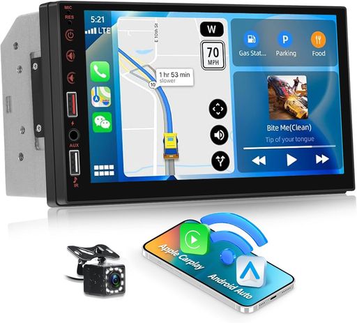Auometo カーオーディオ2 Din 7インチIPSタッチスクリーン搭載 ワイヤレスCarPlay/Android Auto対応 Bluetooth内蔵 スマホミラーリング YOUTUBE視聴可能 18局FMチューナー バックカメラ接続