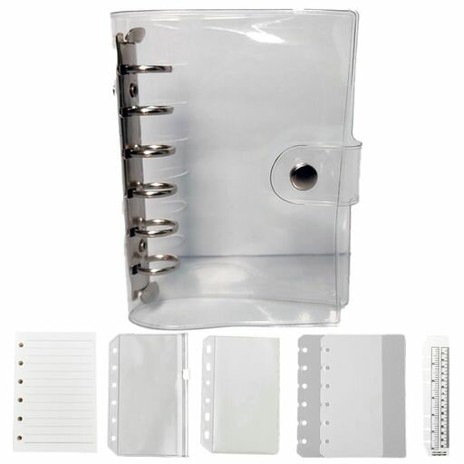 YUANXINWLa7バインダーシステム手帳ミニ6穴メモ帳ルーズリーフポケットサイズ1冊セットクリーム横罫6穴..