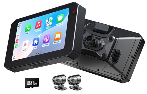 YolanAutoMT5バイク用ドライブレコーダーバイクナビCarPlay/AndroidAuto対応Wi-Fi動画転送対応5インチ6..