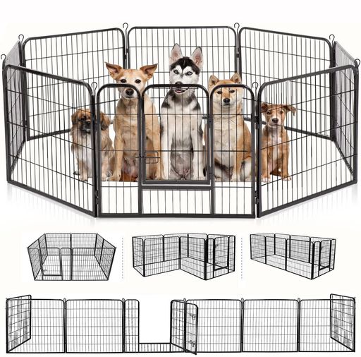 DUDULIFEペットサークル折りたたみ式ペットフェンス扉付き形組み換え可能室内外兼用高さ60cmパネル8枚小型/中型犬・小動物用全成長期対応ドッグサークル(60*80cm-8枚)