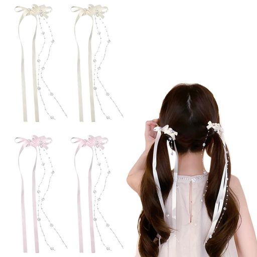 YANHUILAYリボンヘアピン【4個セット】リボンヘアクリップリボン髪飾り可愛い蝶結び髪留めヘアアクセサ..