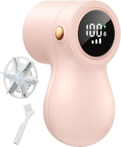 毛玉取りCPWORLDけだまとり電動強力6枚刃3段階調整LCDスクリーン毛玉取り器様々な生地に対応衣類/靴下/寝具/絨毯に最適軽量持ちやすい(ピンク)