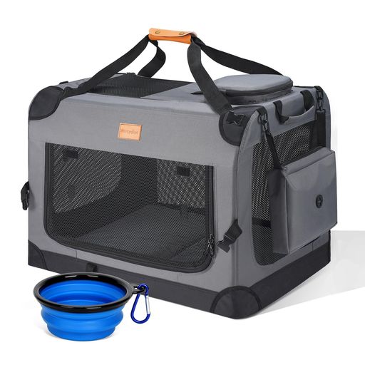 Morpilotペットキャリー犬キャリークレート多面メッシュ中型犬・小型犬・猫2匹・犬用キャリーケース折りたたみ通気性防水車載/旅行/避難/アウトドア/室内休憩/帰省で活用/キャンプ用ペッ…