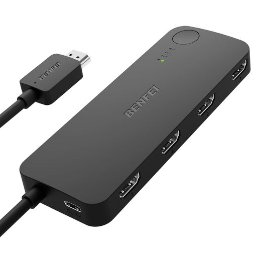 BENFEI HDMI 切替器 4入力1出力 4K@60Hz 2K@144Hz HDCP 2.3 【アダプティブイコライゼーション対応 30フィートHDMI送信】 PS5/4 Xbox Roku FireStick Switchに対応