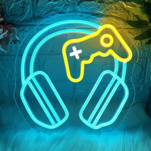 EarphoneネオンサインゲーマーネオンライトゲームゾーンLEDネオンサインゲームルームの装飾パブ友達子..