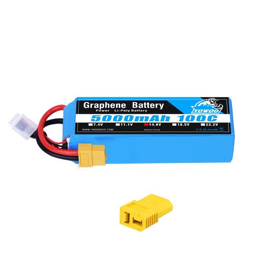 YowooRCLipoバッテリー14.8V5000mAh100C4SグラフェンLipoバッテリーwithXT60/DeansTプラグコネクタforR..