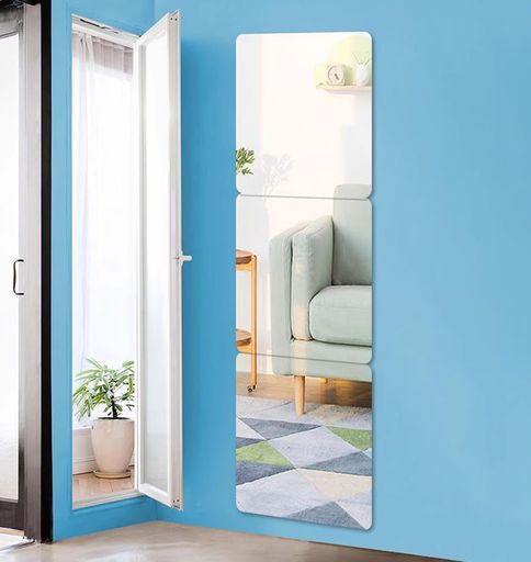 Clapoyis30cmx30cm4枚セット貼る鏡割れない鏡粘着性アクリルミラータイル(3)