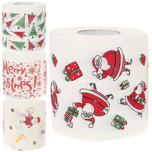 Luxshiny4ロール紙メリークリスマストイレ紙サンタクローストイレ紙ティッシュいたずらノベルティクリ..