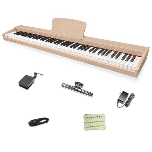 【Longeye最新作--スキッリなデザインと高品位なサウンドを両立した電子ピアノMOLD2が登場!】木調目なデザインや同じ色の木製譜面台で、温もり雰囲気が溢れます。最大同時発音数も128音とし、生ピアノと同じサイズ鍵盤で演奏の快感が広がります。 【演奏感と臨場感溢れる音源&amp;2つスピーカー内蔵】フランスのトップメーカーであるDREAM音源をデジタル化したもので、グランドピアノに匹敵する卓越した演奏体験とリアルな音質を提供します。強力な10Wのステレオサラウンドスピーカーを内蔵し、豊かなサラウンドと魅力的な音色が特長です。これにより、音楽の魅力が格段に向上し、より深みと立体感のある音楽を楽しむことができます。 【バランスのよいセミウェイト鍵盤搭載】MOLD2はバランスのよいセミウェイト鍵盤を搭載して、しなやかさとしっかり感のバランスが実現し、素早い反応と高い精度が得られます。【MIDI機能対応】本製品をiPad、iPhoneなどのiOS搭載デバイスと連動しピアノアプリが楽しめます。また、パソコンと接続すればMIDI信号の送受信が可能、音楽の録音や編集、ピアノの練習、どちらも簡単にコントロールできます。