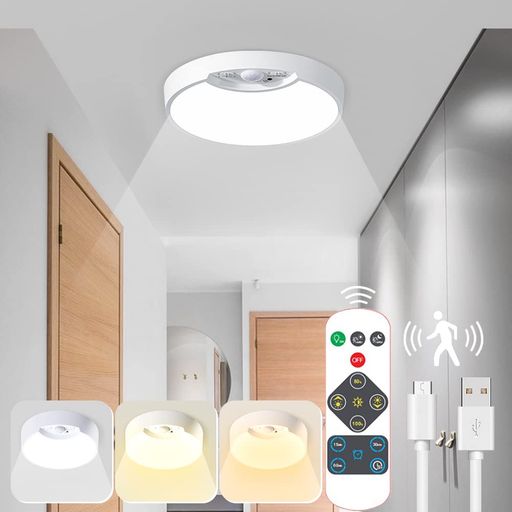 NajinyLEDシーリングライト人感センサーライト120LED薄型明暗センサー調光調色リモコン付きUSB充電式15..