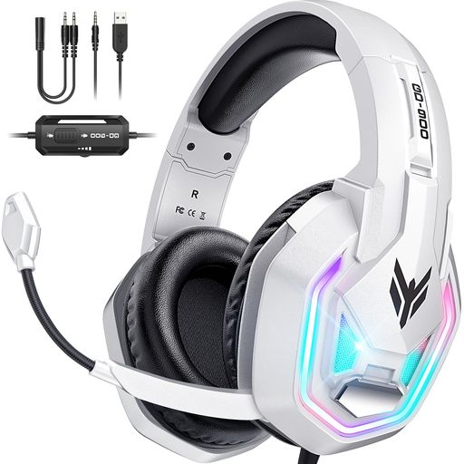 YPBDAN GD-900 ゲーミングヘッドセット PS5 ヘッドセットノイズキャンセリング マイク付き 7.1ch サラウンド 50mmドライバ 3.5mm有線 ゲーミングヘッドホン 重低音 LEDライト コントローラー ミュ…
