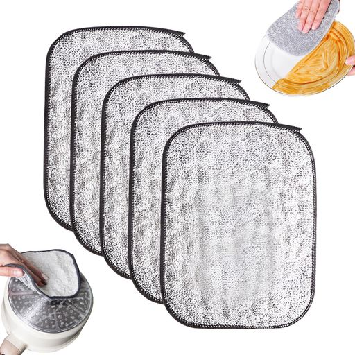 【2025新登場の進化した】雲見金属ワイヤーふきん5枚入食器洗い食器拭き金属ワイヤー綿ガーゼ両面使い..