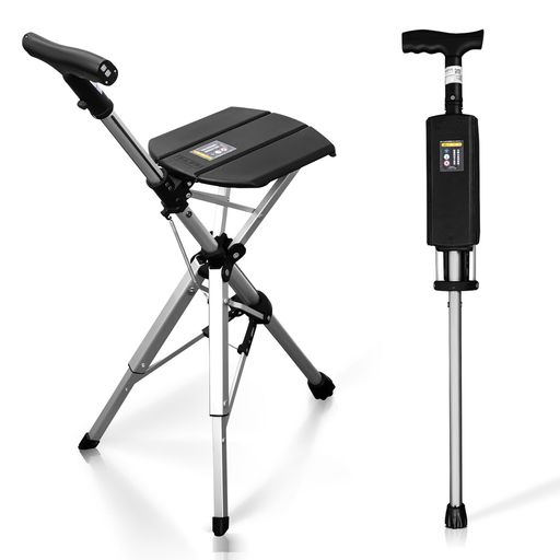 電動ステッキチェア88.5cm|USB充電|ワンタッチ開閉・三脚・耐荷重120kg|座面50cm|身長~175cm向け|軽量..