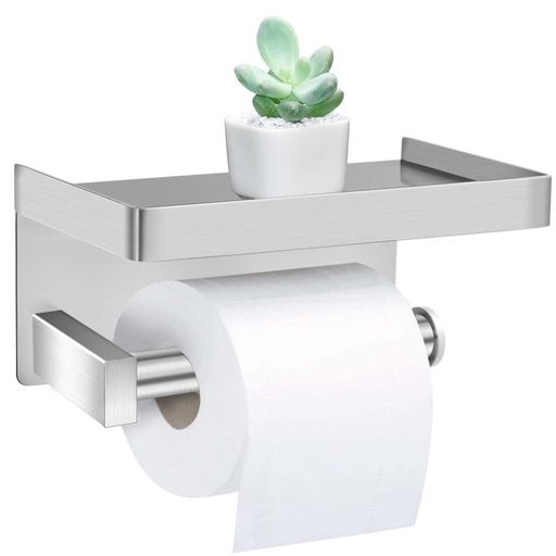 Braosesトイレットペーパーホルダー304ステンレス製ペーパーホルダー棚付き穴あけ不要シール式取り付け..