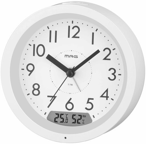 Other - MAG(マグ)目覚まし時計置き時計アナログ温度計湿度計温湿度計自動点灯暗くなるとライトが光り続ける静音連続秒針電子音アラームスヌーズライトホワイトレイT-786WH-Zノア精密
