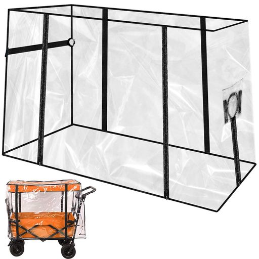 キャリーワゴンレインカバーアウトドアワゴンレインカバー透明防水防塵取り付け簡単折り畳みアウトドア..