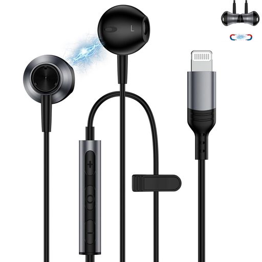 iPhone イヤホン 有線イヤホン 磁気設計 絡み防止 HiFi音質 重低音 【2025改良型】 ライトニング いやほん 騒音低減 マイク付き 通話対応 音量調整 GAEF 快適な装着感 人間工学 Bluetooth接続不要 …