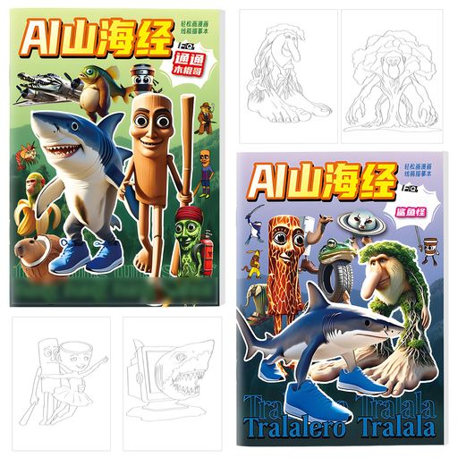 2冊セットトゥントゥントゥンサフール塗り絵ぬりえ手描き本スケッチ本子供知育減圧お絵かき手描き着色..