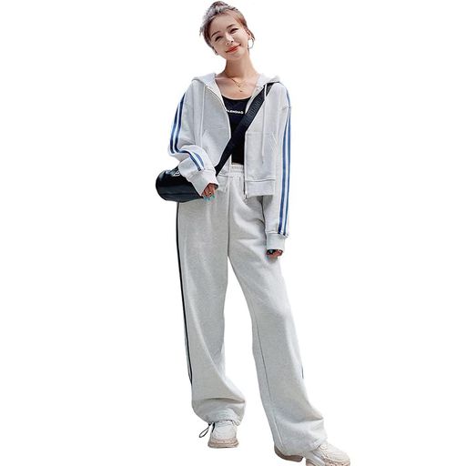 [D.IIZOO]春秋パーカー2点セットジャージ上下セットアップレディースジップスウェットスポーツパンツ上..