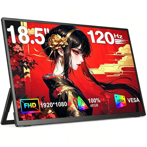 モバイルモニター 18.5インチ 120Hz Vimonic ゲーミングモニター 自立型一体スタンド 大画面 モバイルディスプレイ フルHD IPS非光沢 100%sRGB ポータブルモニター VESA対応 スピーカー内蔵 サブデ…
