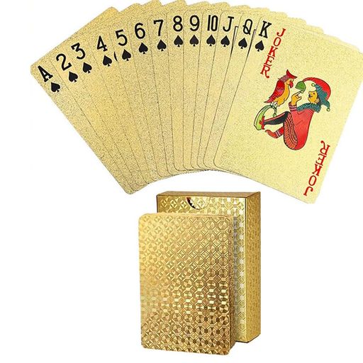 トランププラスチック54枚カードゲームマジックトランプポーカーカードパーティー防水ゴールドホイルカッコイイ金ゴージャス輝く色褪せない折れにくい耐久(ゴールド)