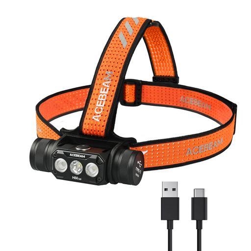 ACEBEAM H50 2.0 LED ヘッドライト 充電式 USB-C ヘッドランプ 明るい 2000ルーメン/3光源 集光・散光切替/170°広角照明 ワイド照射/180°調整可能/実用点灯30日/IP68防水 軽量 ヘルメット 作業 防災 釣り