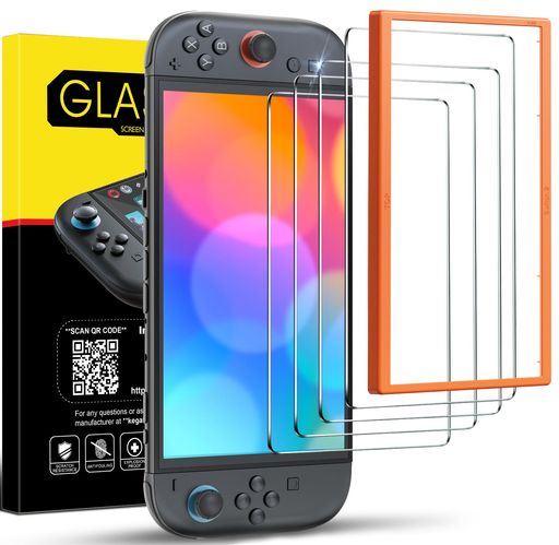 [4枚入り]QUVFHEガラスフィルムswitch2対応アライメントフレーム付きスイッチ2用強化ガラス保護フィル..