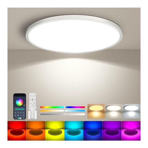 AntreeLedシーリングライトRGB6畳3800lm調光調色カラー極薄型間接光常夜灯led照明天井スマホAPP操作お..