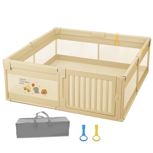 Aredenベビーサークルフェンスベビーフェンスサイズ200x180x65cm簡単洗える洗えてたためる省スペース室内外対応堅固さ耐久性子供軽量長方形安全グッズ柵折り畳み遊び用のサークル持ち運び…