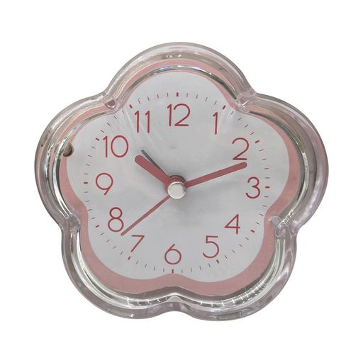目覚まし時計デスクトップ小型静かでカチカチしないバッテリー駆動ワンボタン操作寝室用花の形(ピンク)
