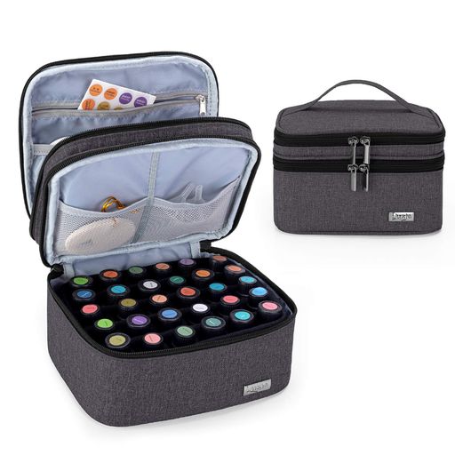 LUXJAエッセンシャルオイルポーチ30本収納(5ml-30ml)(二重層・黒)