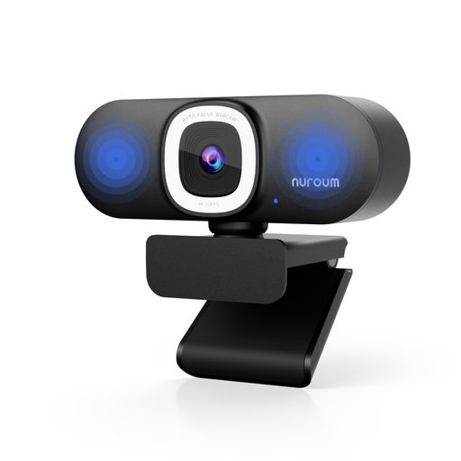 Nuroum 4K WEBカメラ LEDリングライト付き ウェブカメラ フルHD 60fps ノイズキャンセリングマイク付き オートフォーカス 自動画角調整機能付き 90°視野角 ミュート機能 プライバシー保護 USBプ…