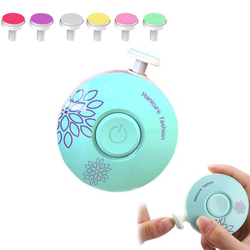 7個セット電動爪やすり赤ちゃんベビー爪切り爪削りベビー用新生児大人介護出産準備出産祝いプレゼントネイルケア人気幼児子供用低速大人用高速(グリーン)