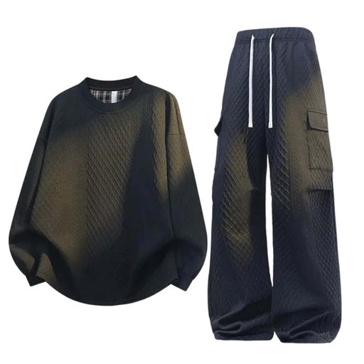 [BREAORTION]上下セット大きいサイズメンズセットアップジャージ秋カジュアル長袖スウェットクルーネッ..