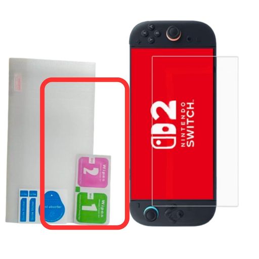 NintendoSwitch2用液晶画面保護強化ガラス保護フィルム9H硬度簡易包装(1pcs+補助フレームSwitch2用)
