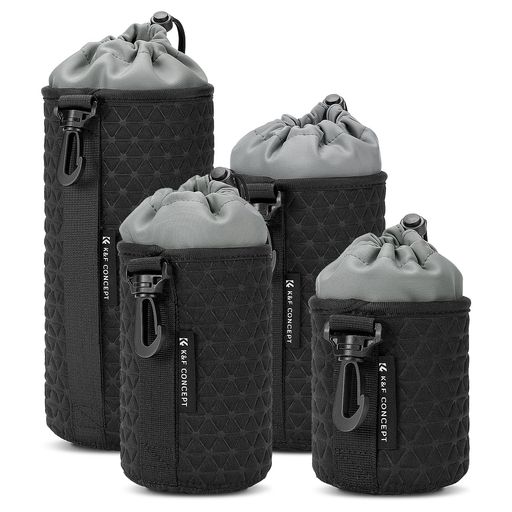 K&FConceptカメラレンズケース4個セットレンズポーチ一眼レフレンズケースレンズ保護用ポーチソフト一眼レフ防水耐衝撃持ち歩き便利収納SonyCanonNikonPentaxOlympus