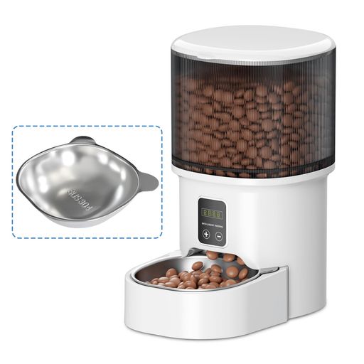 CozyMoew自動給餌器猫タイマー式4Lペット自動餌やり機餌入れ定時定量1日6食ステンレス製ボウル2WAY給電水洗い可能内蔵式防湿ユニット手動給餌お手入れ簡単