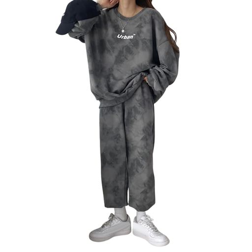 [NOLCCTN]ジャージレディース上下セットタイダイ柄トップスロングパンツ2点セットルームウェア部屋着長袖ゆったりスウェットパンツカジ..