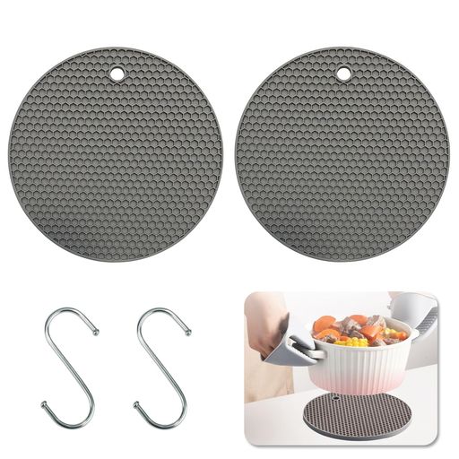 BaraRoseなへ敷き耐熱鍋敷きシリコン鍋敷2点セット鍋敷き耐熱240度滑り止め「置いたらピタッと滑らない」ハニカム構造柔軟おしゃれシリコンマット断熱パッド防水マット鍋つかみフタ開け…