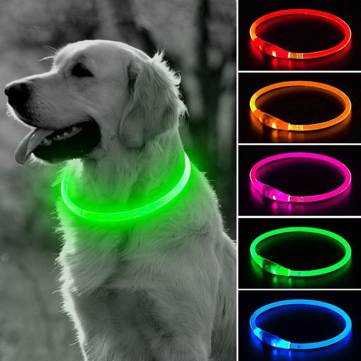 犬猫用光る首輪15つ発光モード多色発光USB充電式サイズ調整可能装着簡単ペットLED首輪犬猫夜散歩ライト軽量安全対策視認性小型・中型・大型犬